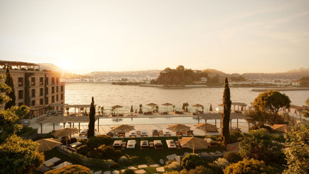 Zannier Île de Bendor – Soukana Pool mit Meerblick bei Sonnenuntergang, Luxushotel Côte d'Azur